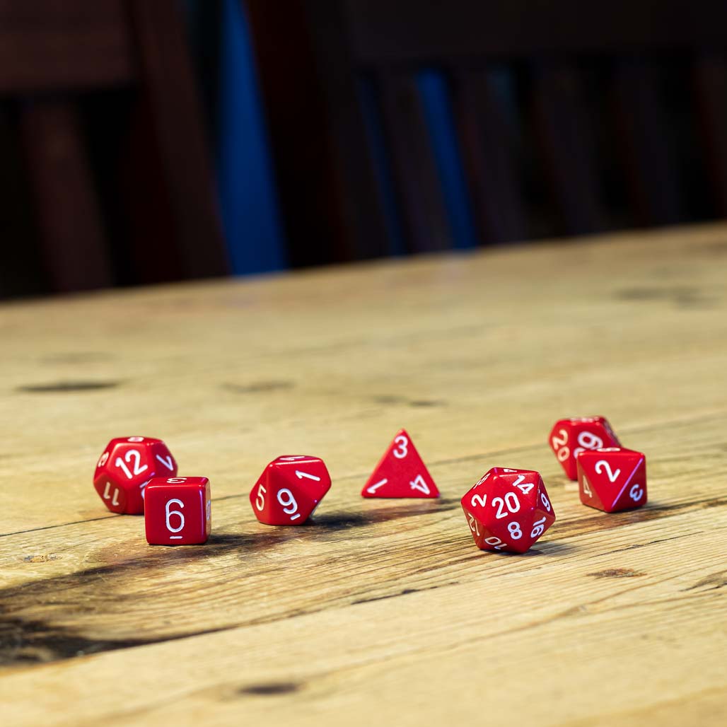 Chessex #25404 - Opaque Red / White Polyhedral (7ct)