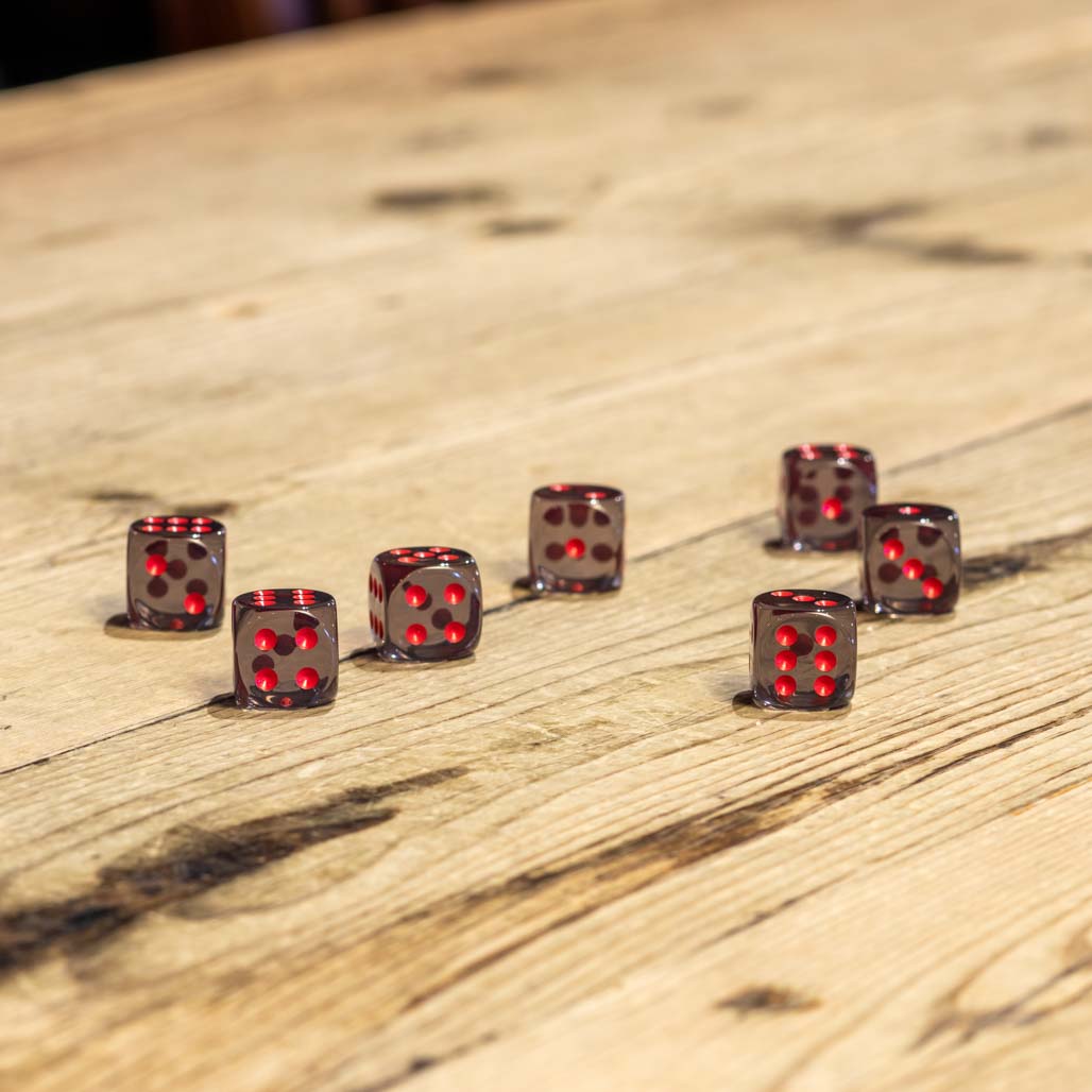 Chessex #23618 - Translucent Smoke / Red d6 (12ct)