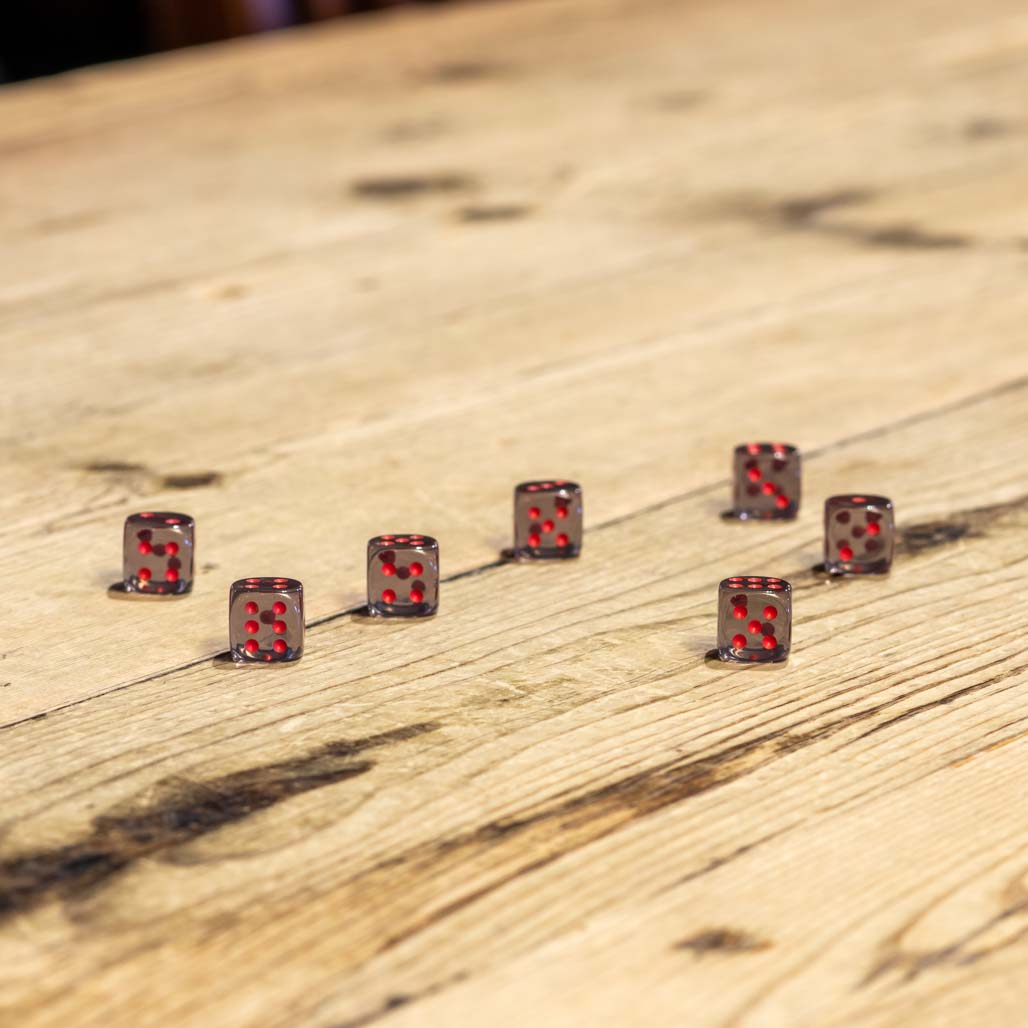 Chessex #23818 - Translucent Smoke / Red d6 (36ct)
