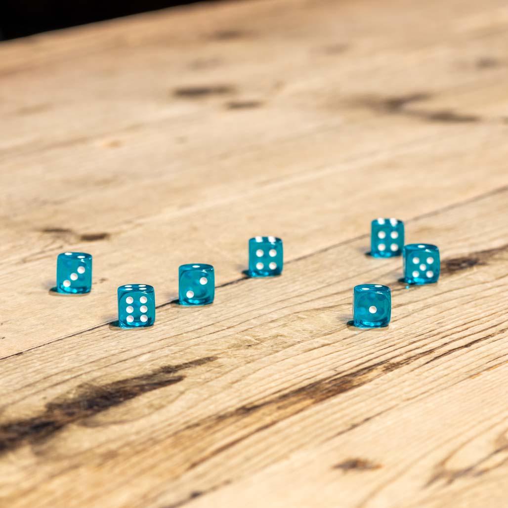 Chessex #23815 - Translucent Teal / White d6 (36ct)