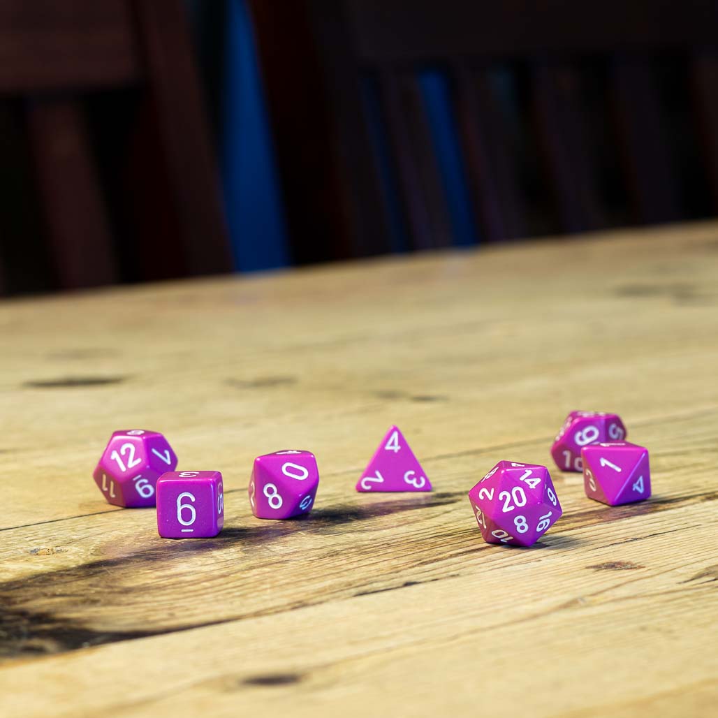 Chessex #25427 - Opaque Light Purple / White Polyhedral (7ct)