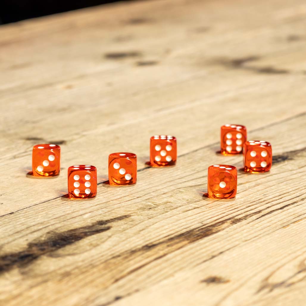 Chessex #23603 - Translucent Orange / White d6 (12ct)