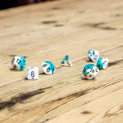Chessex #26444 - Gemini Teal-White / Black Polyhedral (7ct)