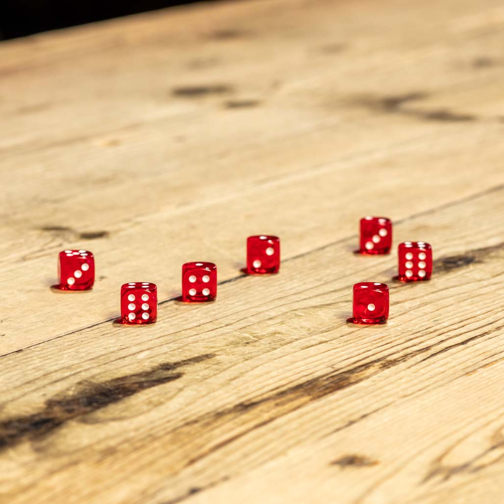 Chessex #23804 - Translucent Red / White d6 (36ct)