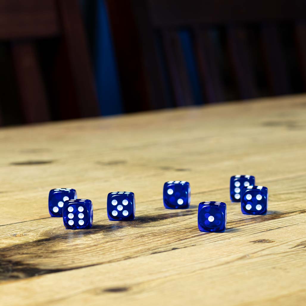 Chessex #23606 - Translucent Blue / White d6 (12ct)