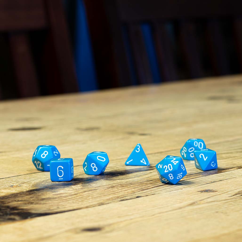 Chessex #25416 - Opaque Light Blue / White Polyhedral (7ct)